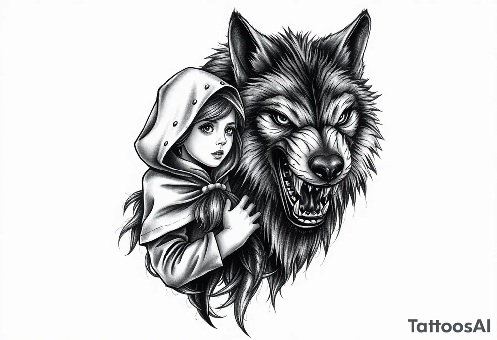 Little red riding hood and big bad wolf tattoo idea