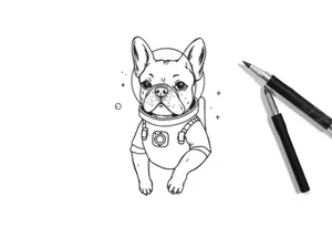 a space themed tattoo of my french bulldog mars. include elements in space like planets and stars. mars should be depicted as a astronaut tattoo idea