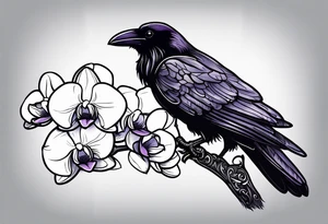 Raven A white orchid saying 1990 and something showing change with the Raven tattoo idea