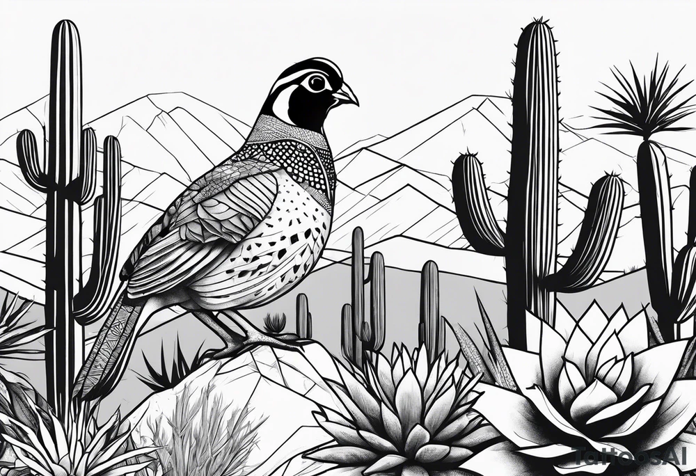 Arizona, quail, cacti tattoo idea