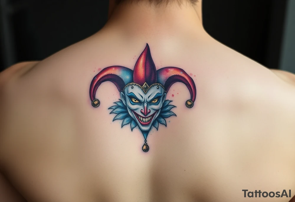 graphic 3d jester design tattoo idea