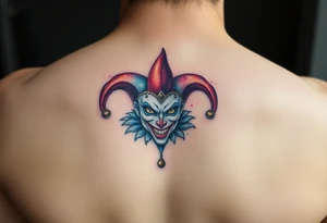 graphic 3d jester design tattoo idea