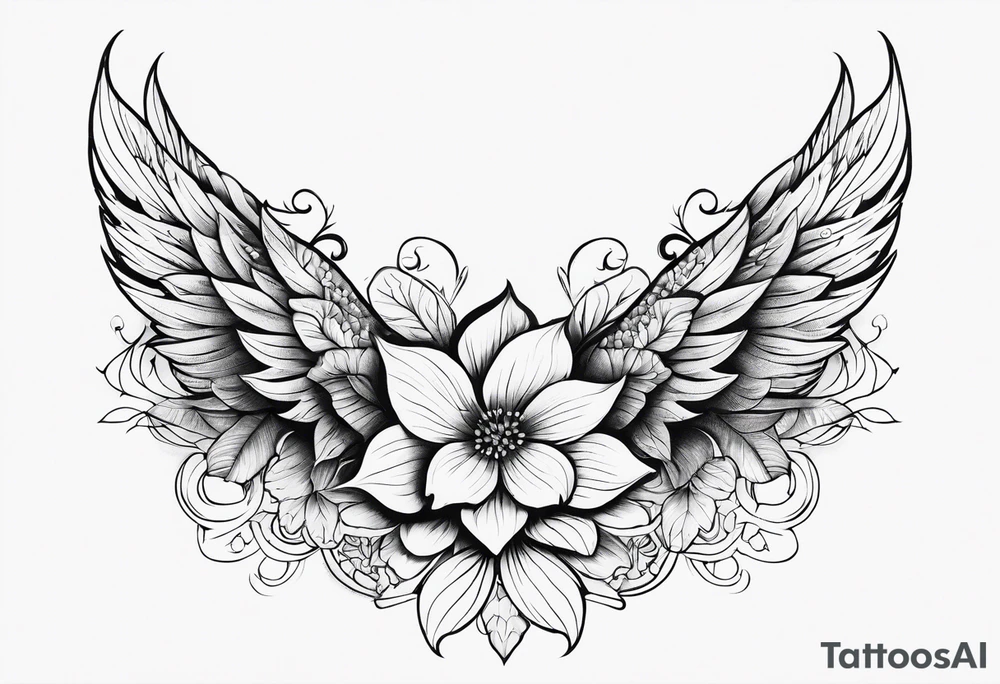wing, flower, tattoo idea