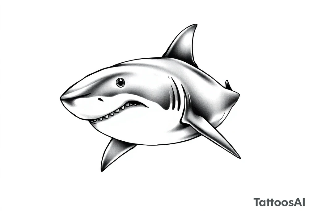 Cute great white shark flowing tattoo idea