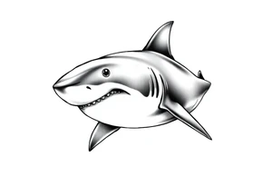 Cute great white shark flowing tattoo idea
