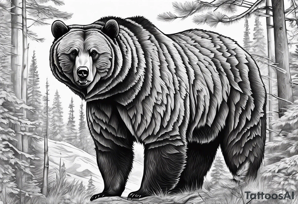 Large Grizzly Bear tattoo idea