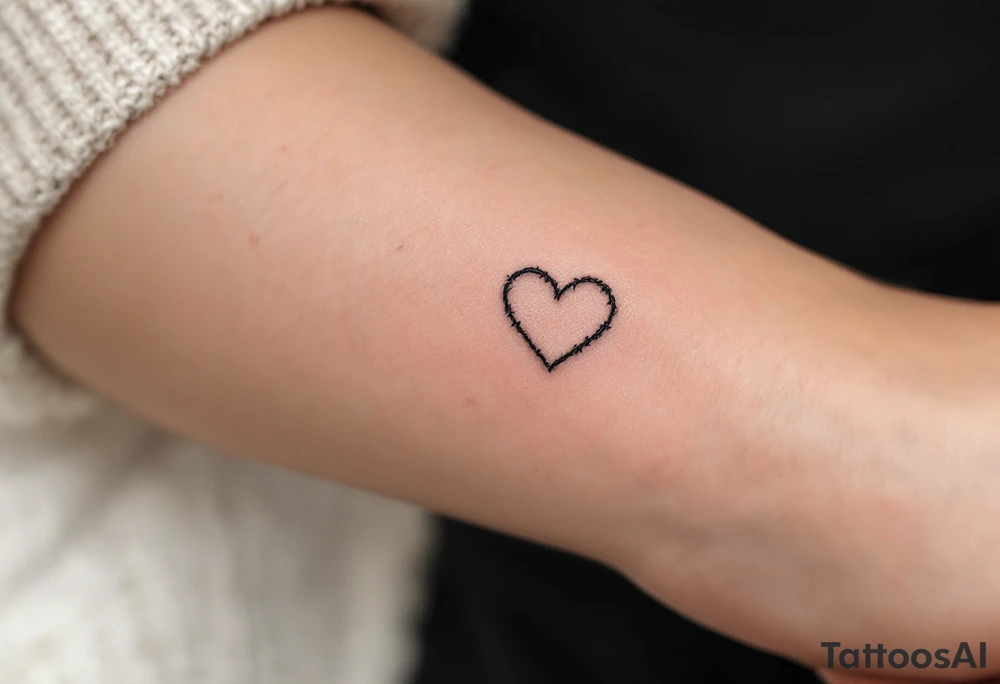 Minimalist Heart with Family Initials – A small, delicate heart with the initials of each family member engraved inside. The heart is done in black ink, with fine, clean lines for a subtle, minimalist look. tattoo idea