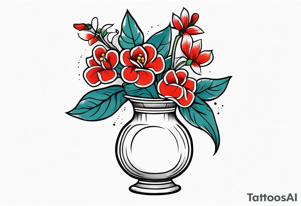 Traditional vase tattoo idea