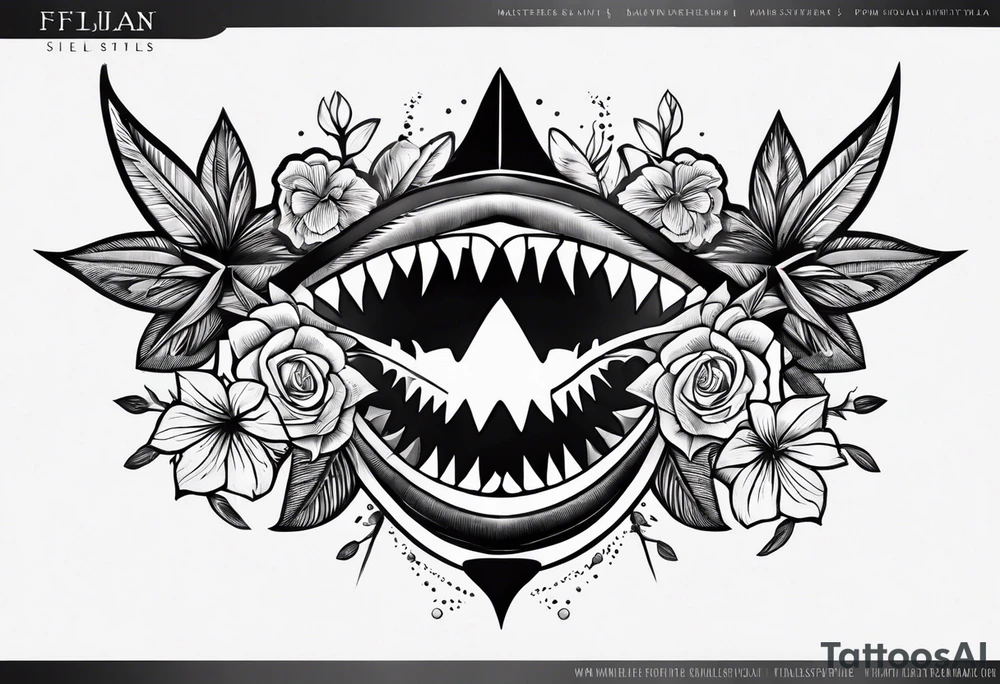 Fijian shark teeth and flower for the forearm tattoo idea