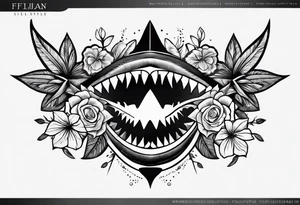 Fijian shark teeth and flower for the forearm tattoo idea