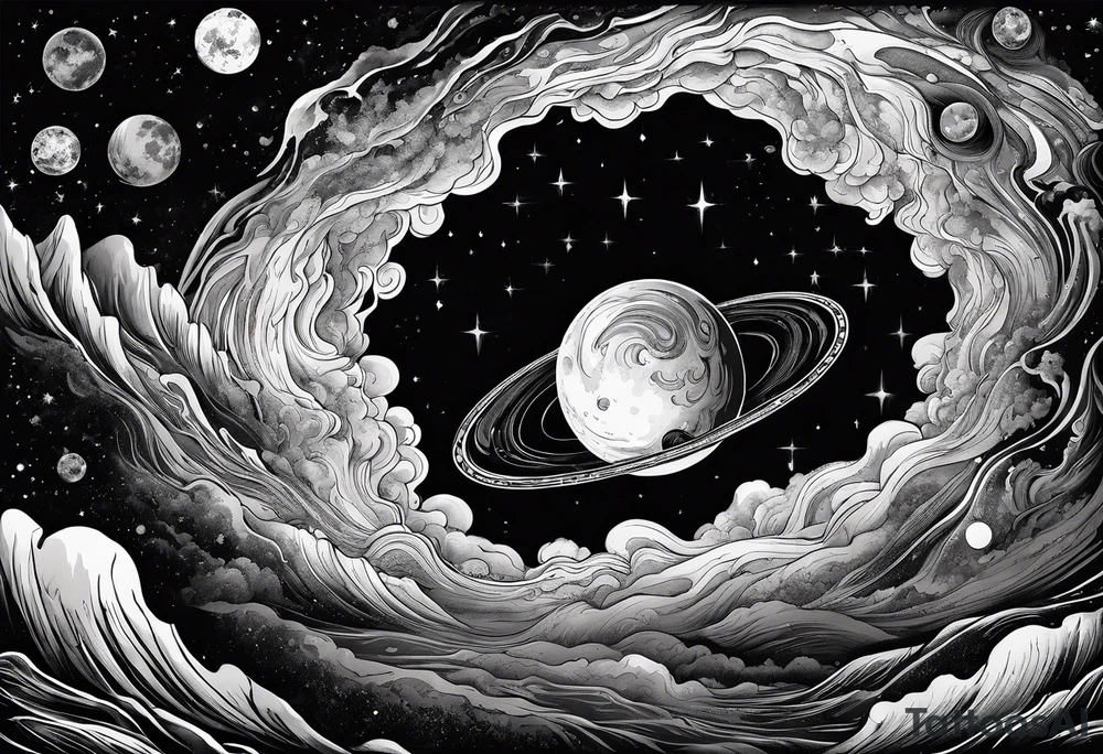 Large black hole swallowing earth. as Earth is swallowed space and time is stretched and deformed tattoo idea