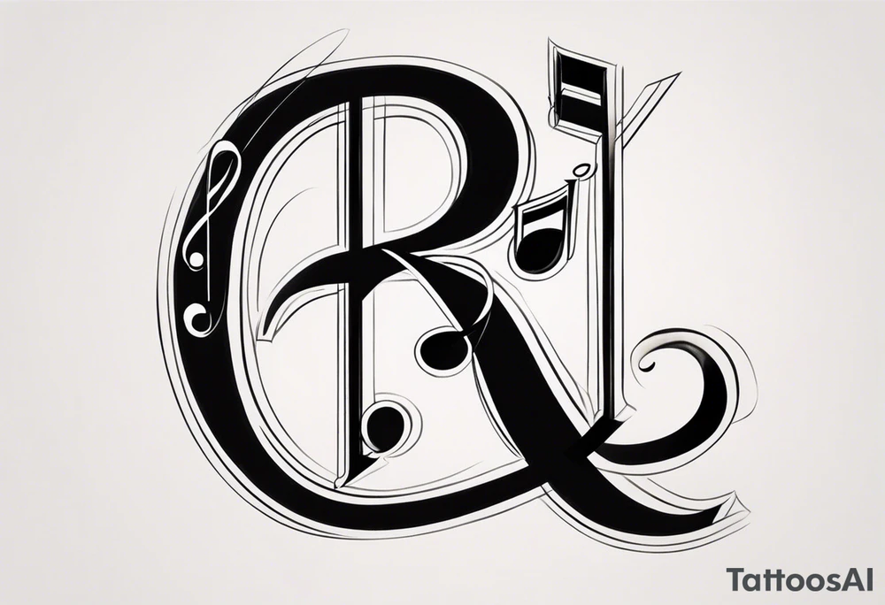 Musical notes depicting the letters R and L tattoo idea