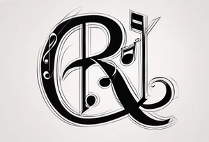 Musical notes depicting the letters R and L tattoo idea