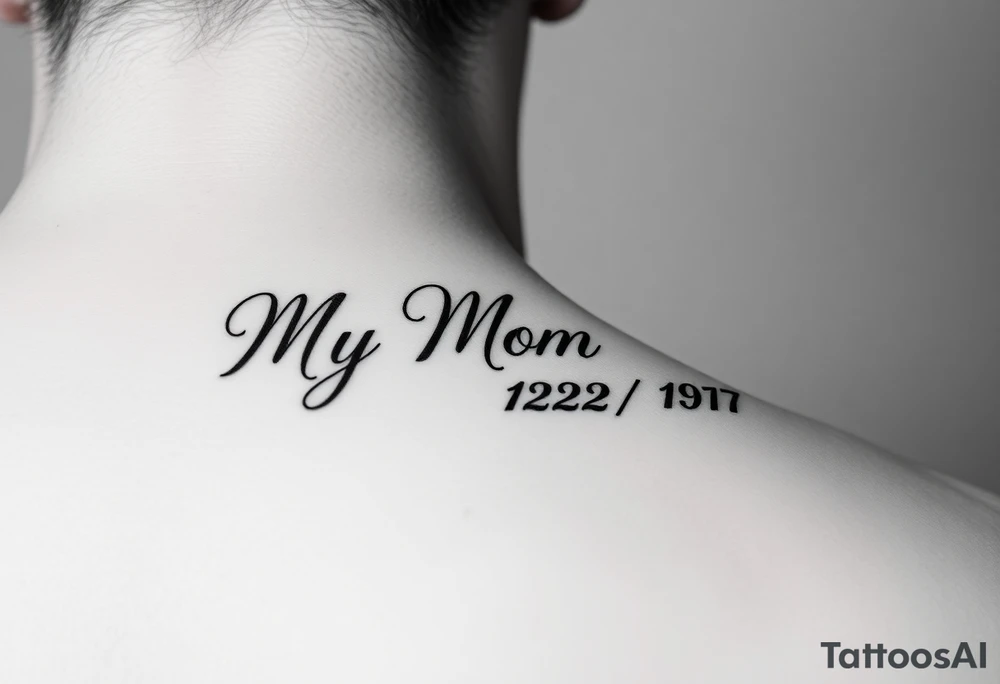 My mom's birthday and year she passed up side in cursive to under arm tattoo idea