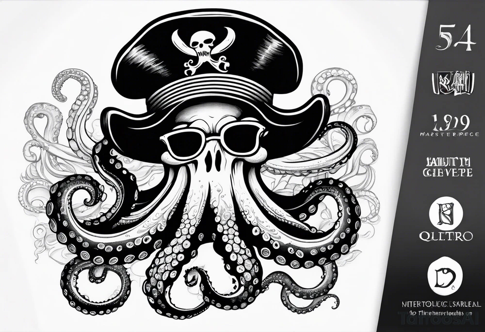 octopus wearing a pirate hat tattoo idea