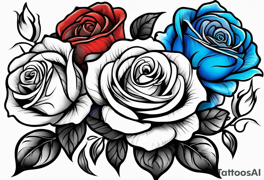 roses with a blue flame burning them tattoo idea