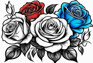 roses with a blue flame burning them tattoo idea