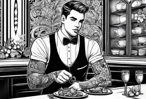 Part time student restaurant Waiter tattoo idea