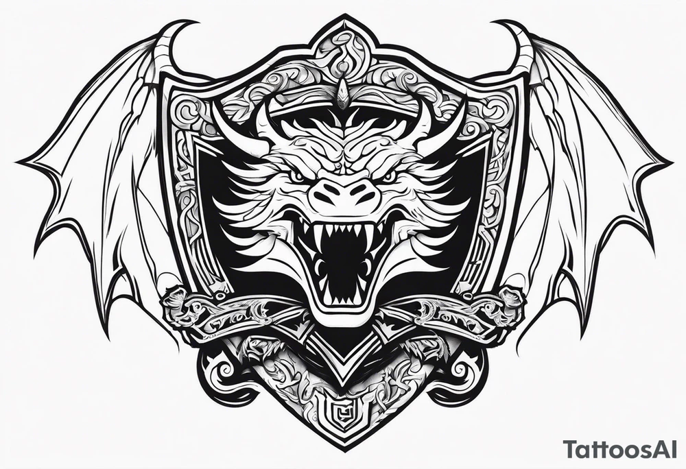 Valhalla sword shield dragon head tattoo idea