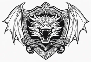 Valhalla sword shield dragon head tattoo idea