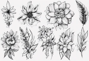 indigenous flowers thigh piece not realism tattoo idea