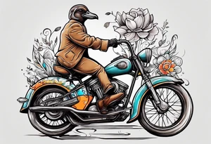 A silly goose riding a bike tattoo idea