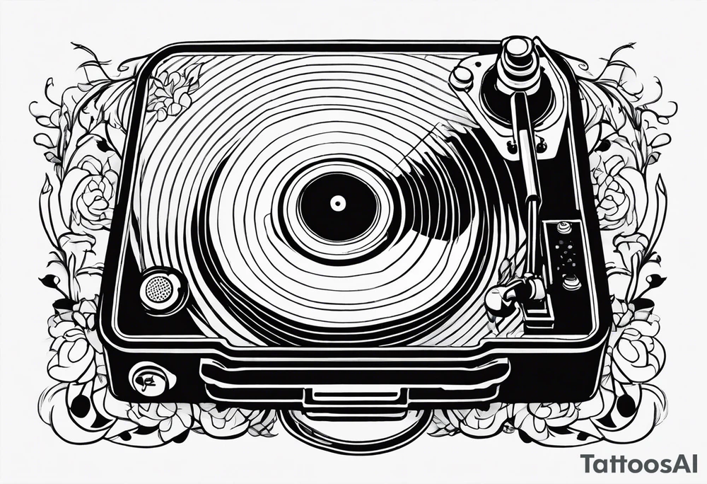 Recordplayer finline art minimalistic tattoo idea