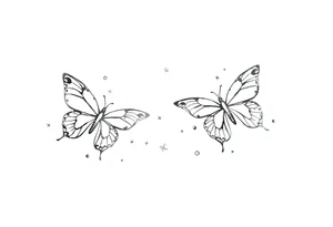 Basic outline of butterflies with lots of sparkles and some bubbles tattoo idea