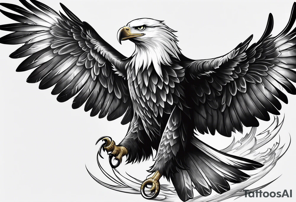 Eagle swooping with sword tattoo idea