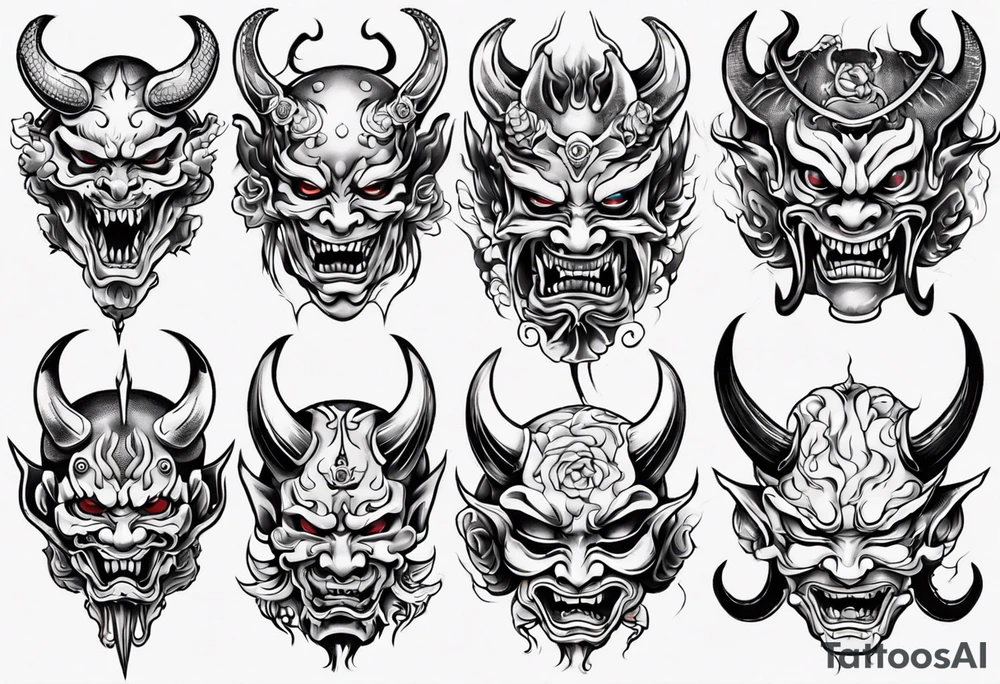 Demon mask tattoo idea