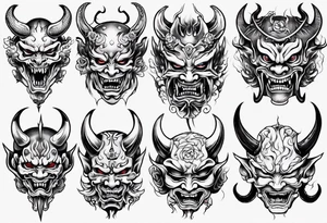 Demon mask tattoo idea