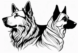 a golden retriever and a german shepherd both in plain white karate gis tattoo idea