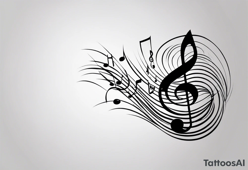 Simple minimalist tattoo in the style of single needle art depicting musical notes in the letters “l” and “r” tattoo idea