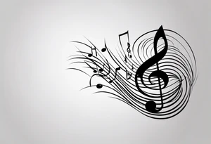 Simple minimalist tattoo in the style of single needle art depicting musical notes in the letters “l” and “r” tattoo idea