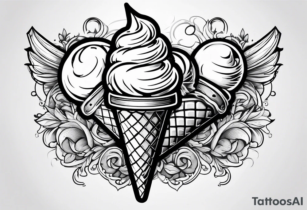 tiny one scoop ice cream cone tattoo idea