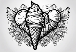 tiny one scoop ice cream cone tattoo idea