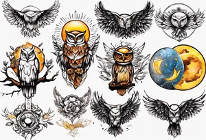 Sonne Eule tattoo idea