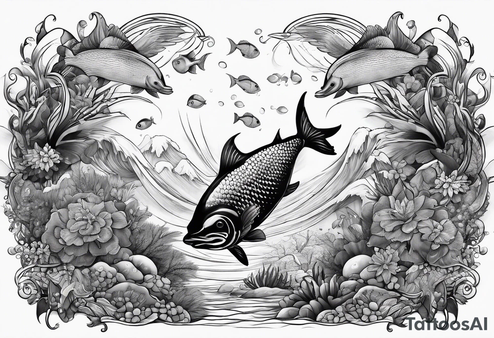 Underwater, beautiful scene tattoo idea