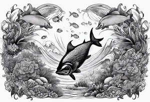 Underwater, beautiful scene tattoo idea