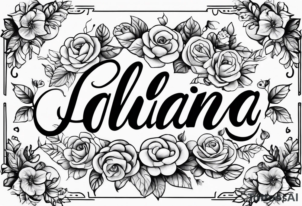 The name Alaina in cursive with small roses around it tattoo idea