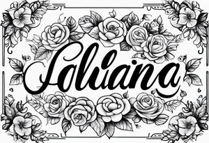 The name Alaina in cursive with small roses around it tattoo idea