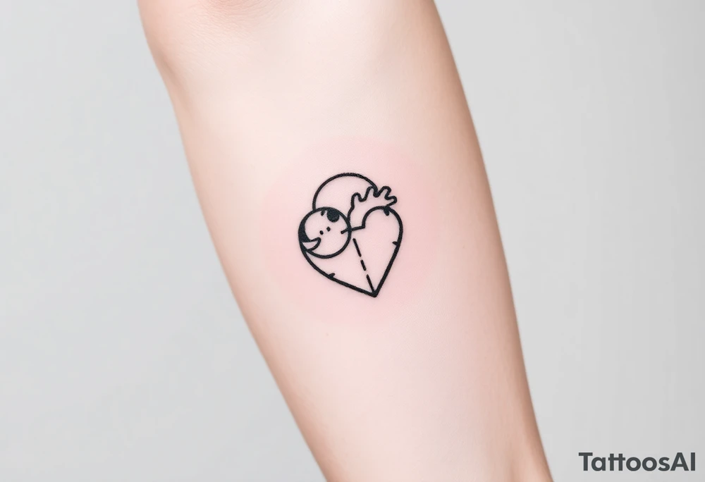 Heart and moon combination tattoo idea