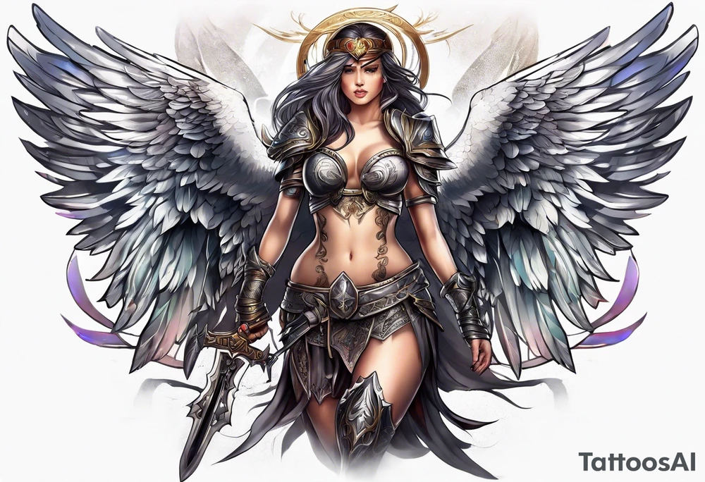 Warrior Angel tattoo for thigh tattoo idea