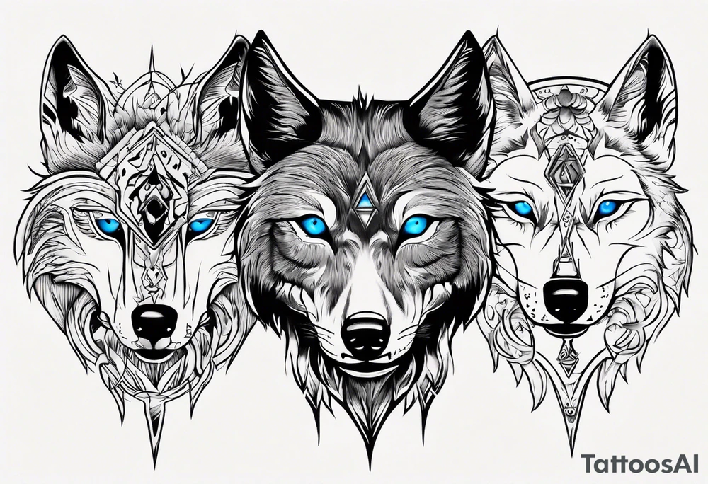 wolf with blue eyes tattoo idea