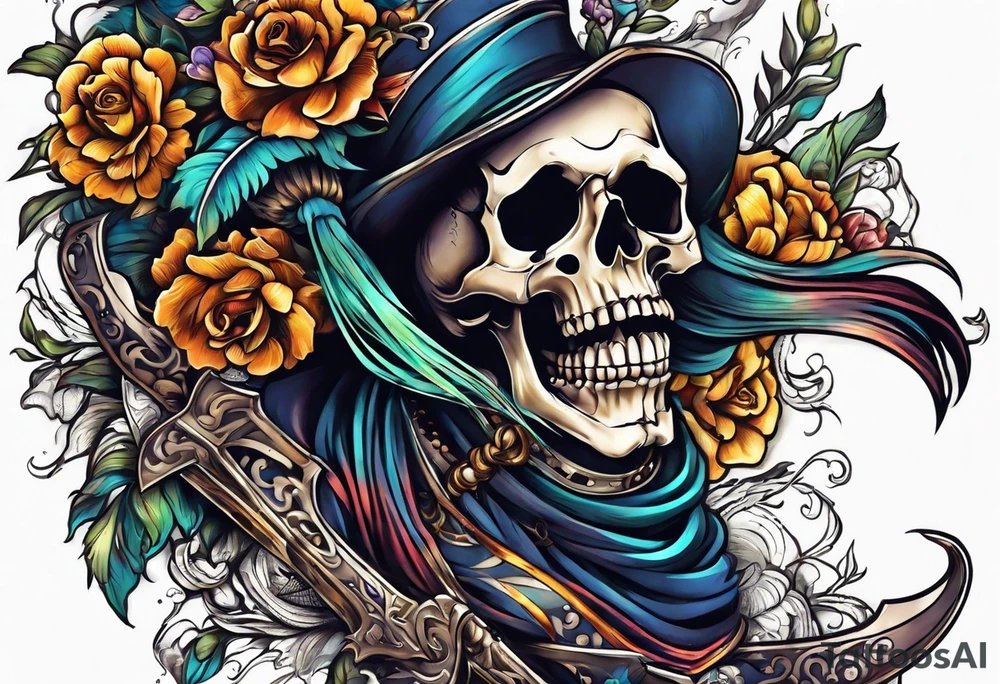 skeleton running from the world tattoo idea