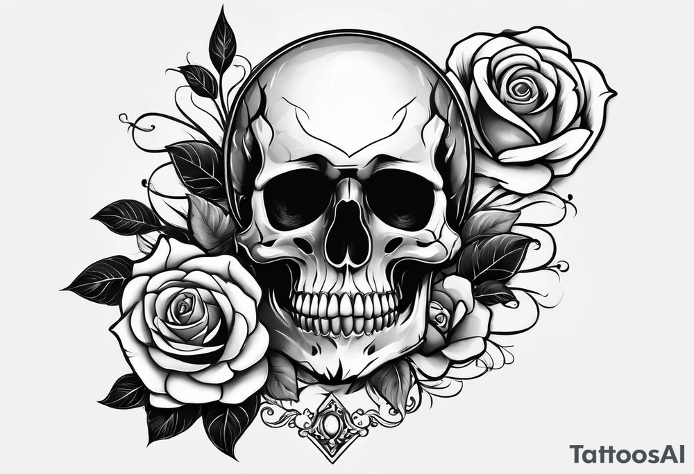 Skull with rose tattoo idea
