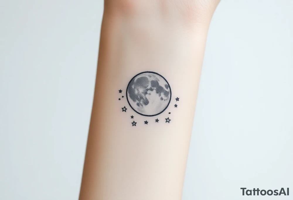 Full moon with stars tattoo idea