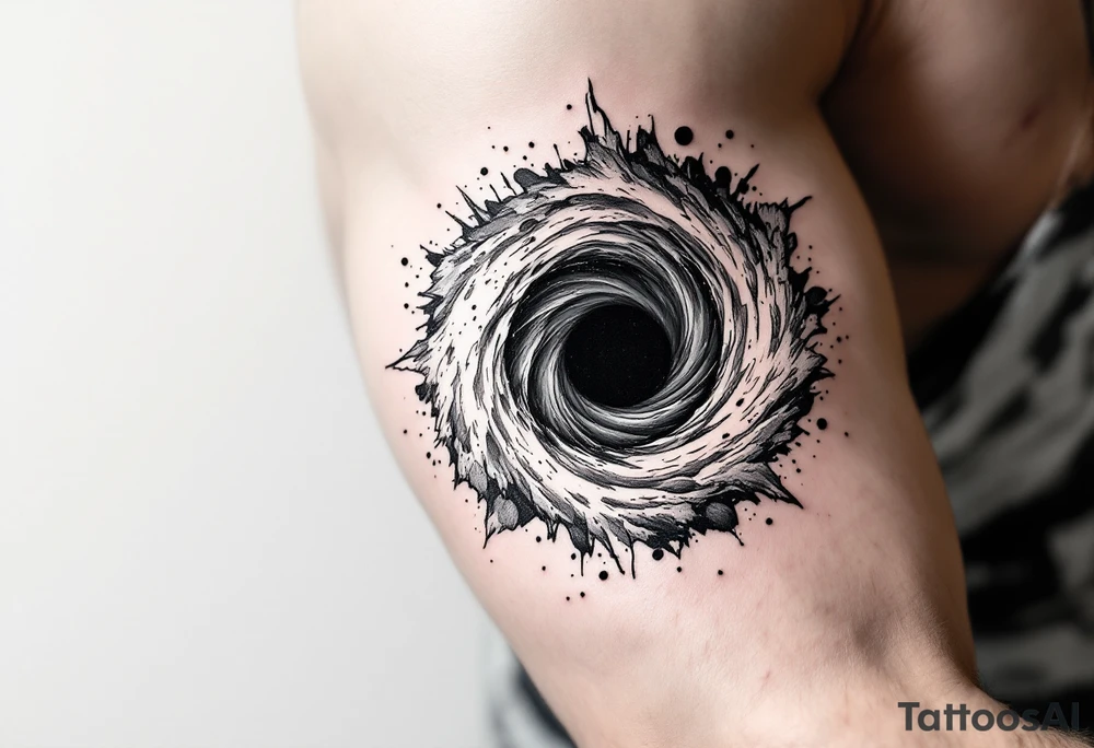 Two different universes on separate sides of a black hole tattoo idea