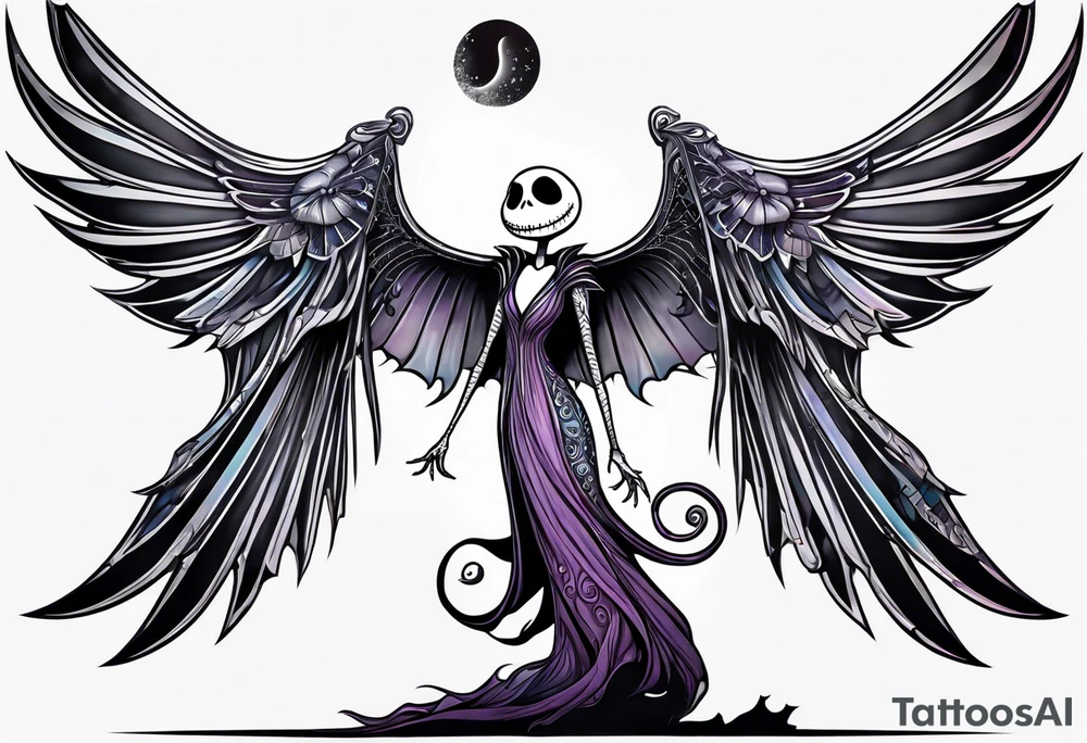 Nightmare before Christmas  statue with wings tattoo idea