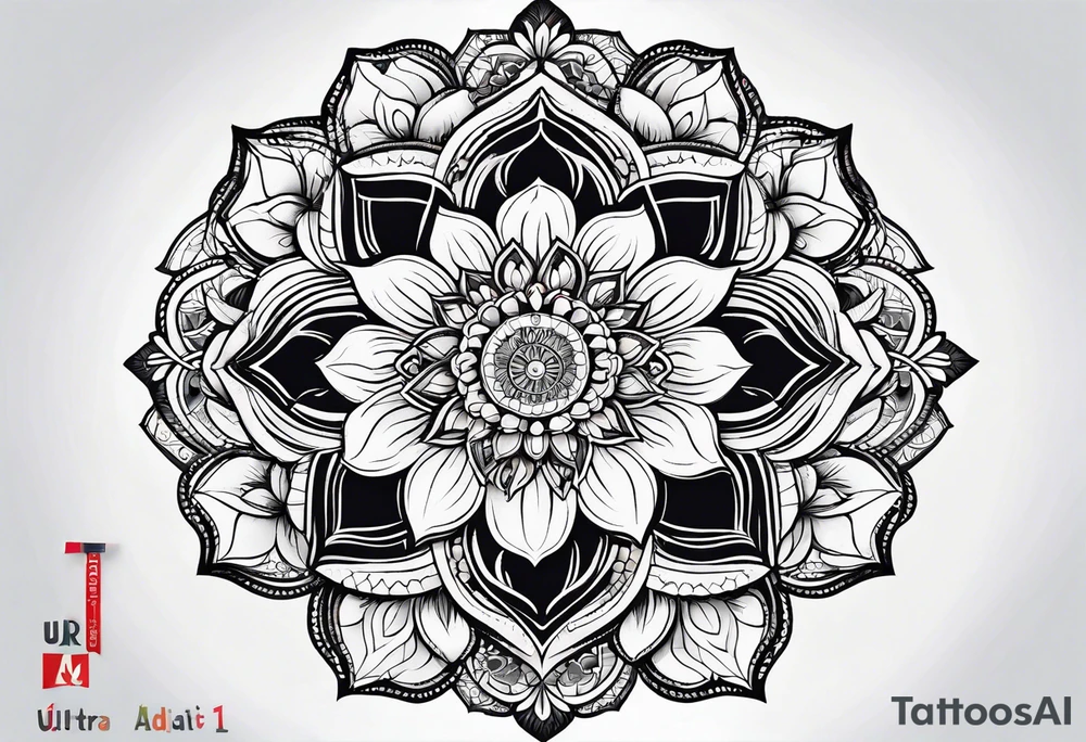 Geometric mandala flowers tattoo idea